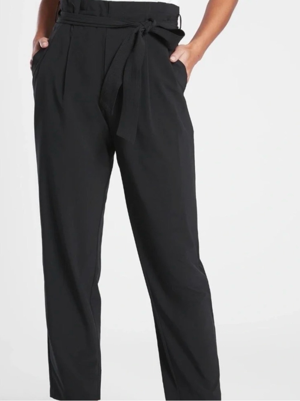 Athleta Skyline Black Paperbag Waist Tie Pants